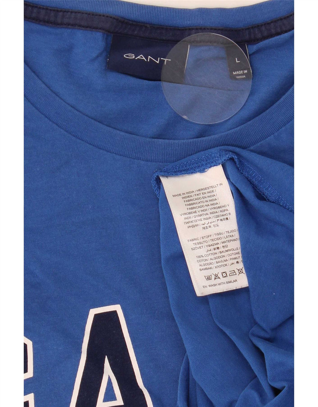 Gant Mens Graphic T-Shirt Top Large Blue Cotton