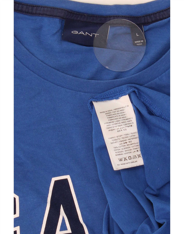 Gant Mens Graphic T-Shirt Top Large Blue Cotton