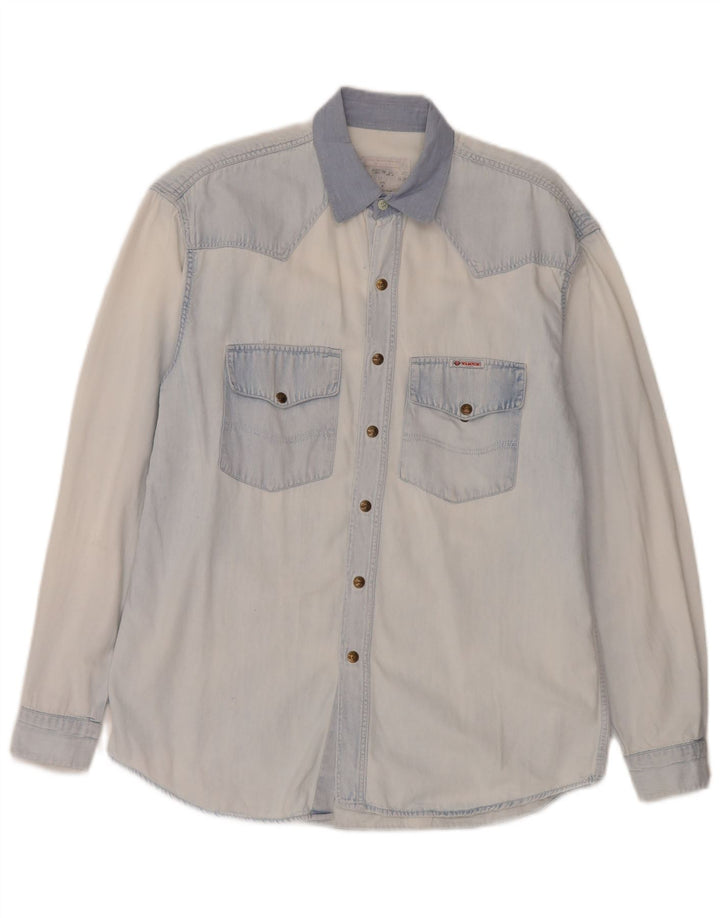 Wampum Mens Denim Shirt Medium Blue