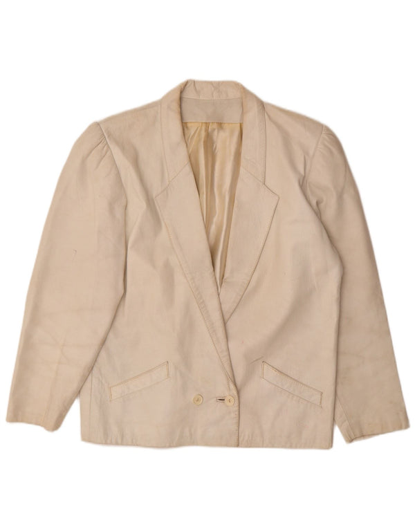 Vintage Womens Leather 2 Piece Skirt Set UK 12 Medium W26  Off White