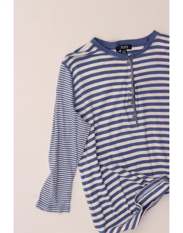 CHAPS Womens Top 3/4 Sleeve UK 12 Medium Blue Striped Cotton Vintage Chaps and Second-Hand Chaps from Messina Hembry 