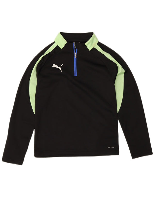 Puma Boys Zip Neck Pullover Tracksuit Top 7-8 Years Black Colourblock