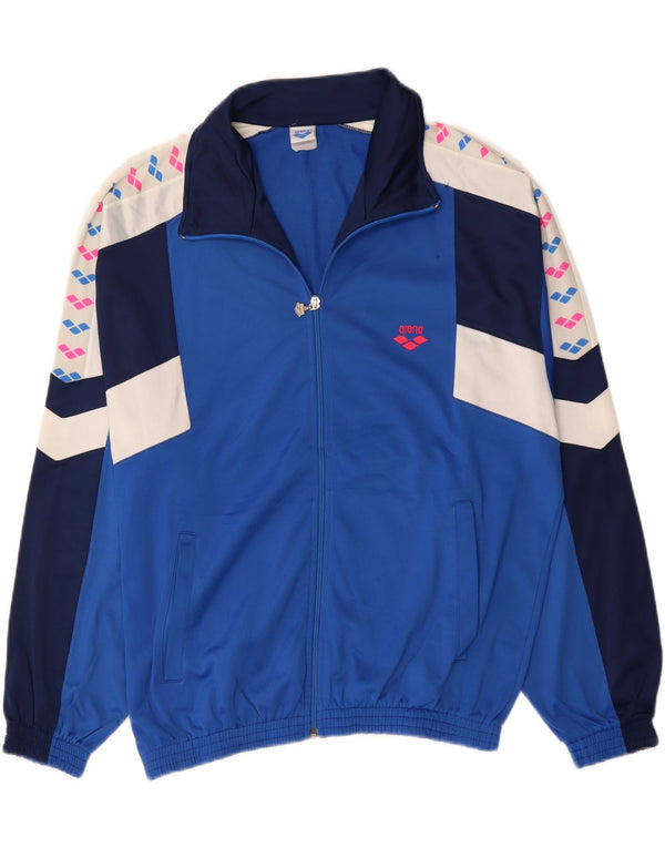 ARENA Mens Graphic Tracksuit Top Jacket Large Blue Colourblock Polyester