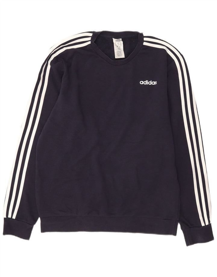 Adidas Mens Sweatshirt Jumper Large Navy Blue Cotton