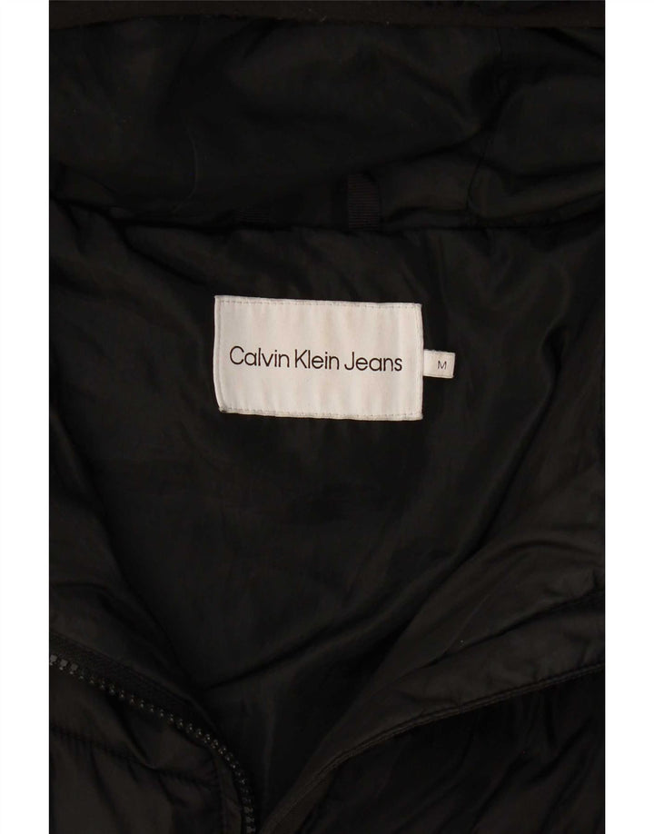 Calvin Klein Womens Hooded Padded Coat UK 14 Medium Black Polyester