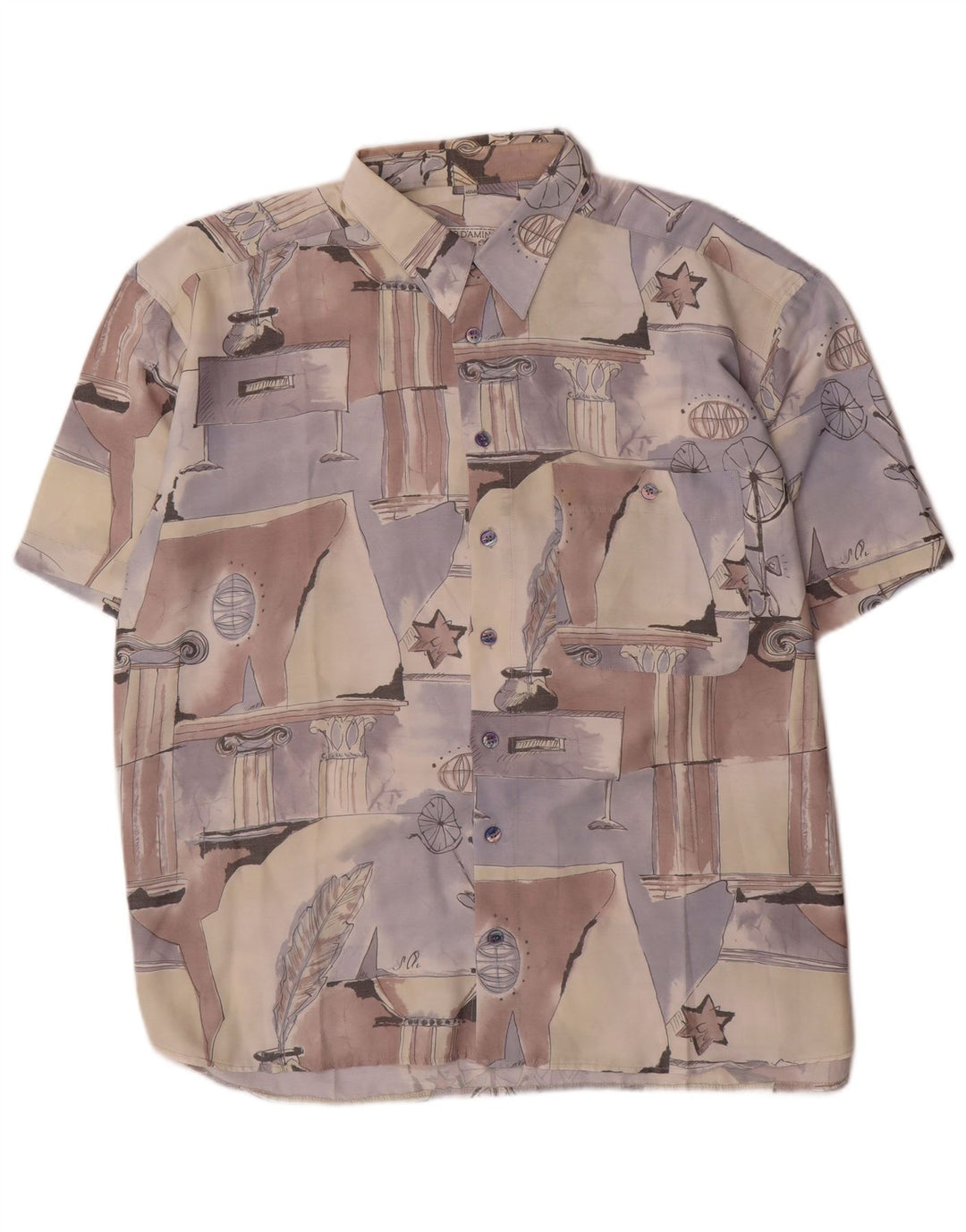 Club D'Amingo Mens Abstract Pattern Shirt Size 45/46 XL Multicoloured