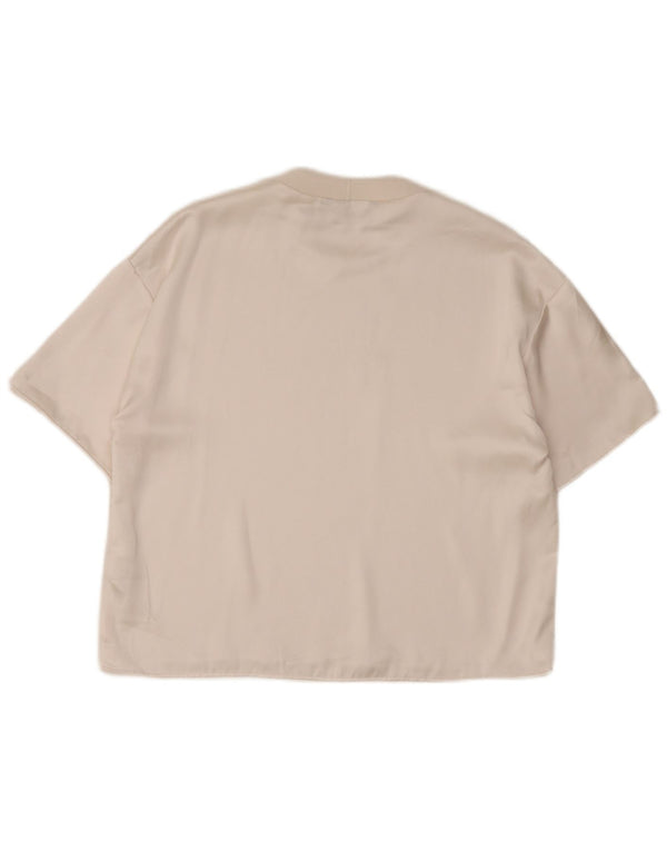 Zara Womens Loose Fit T-Shirt Top UK 14 Medium Off White Polyester