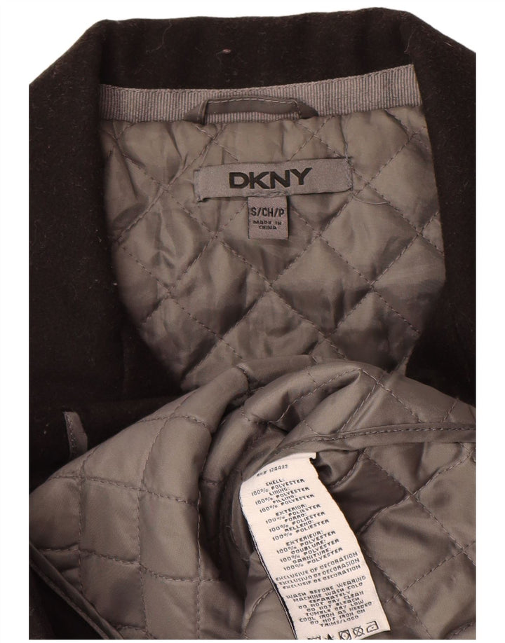 Dkny Womens Pea Coat UK 10 Small Black Colourblock Polyester