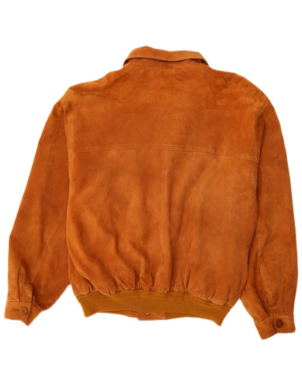 VINTAGE Mens Suede Bomber Jacket IT 52 XL Beige Leather
