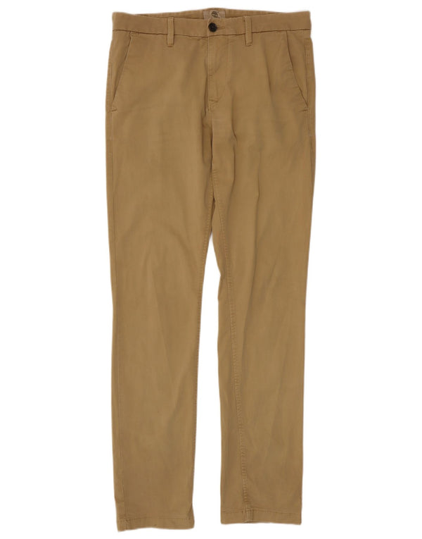 Timberland Mens Slim Chino Trousers W32 L33 Beige Cotton