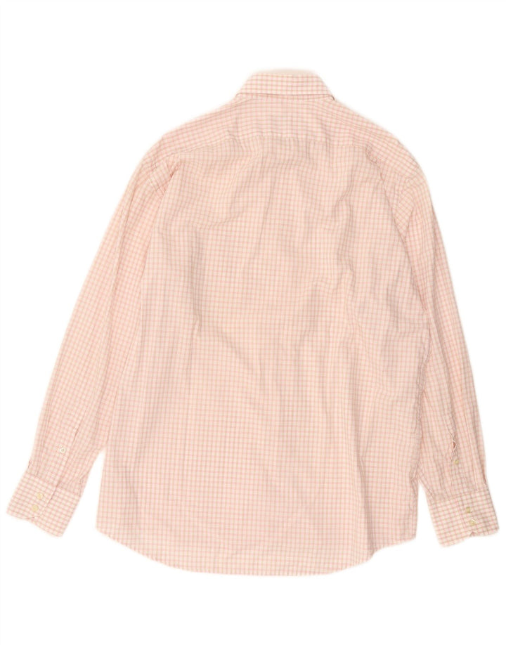 LACOSTE Mens Shirt Size 42 Large Pink Check Cotton