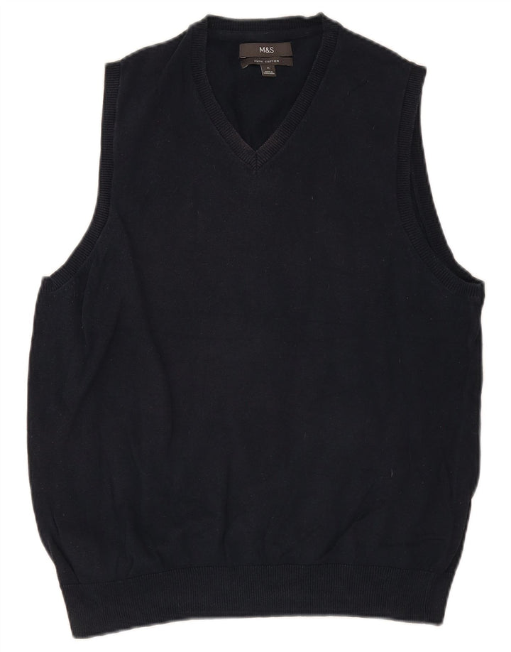 Marks & Spencer Mens Vest Tank Top Medium Navy Blue Cotton