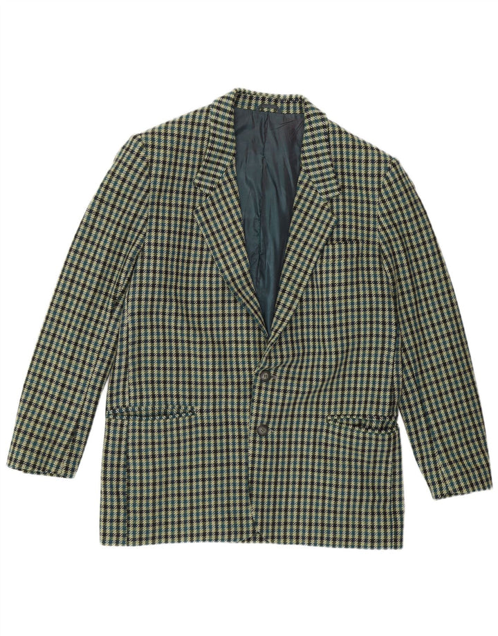 MONTEZEMOLO Mens 2 Button Blazer Jacket UK 40 Large Green Check Wool