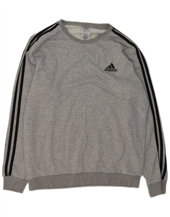 Adidas Mens Sweatshirt Jumper Large Grey Flecked Cotton