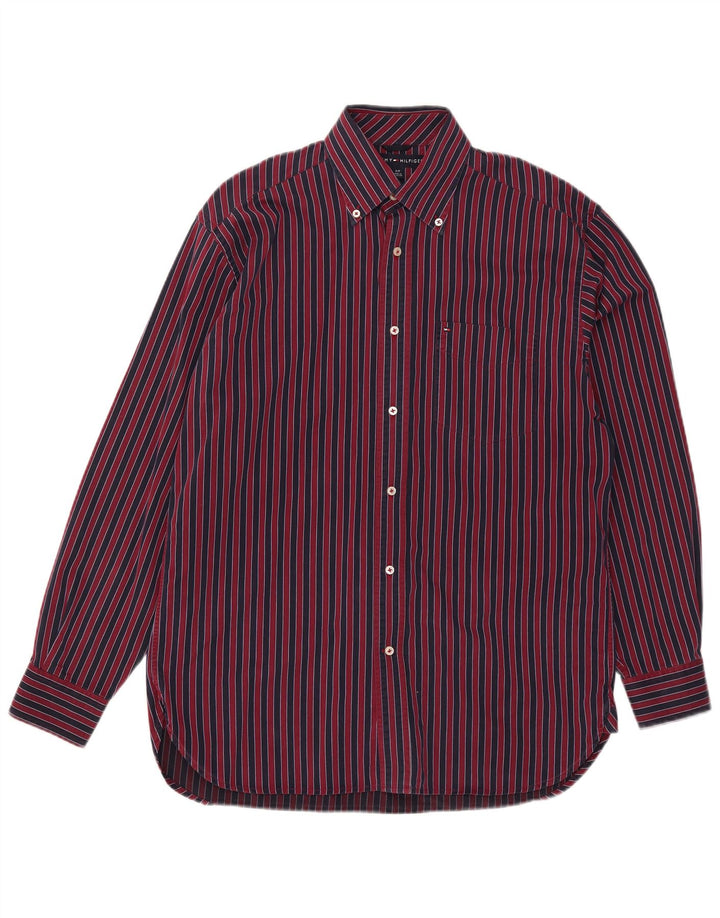 Tommy Hilfiger Mens Shirt Small Red Striped Cotton