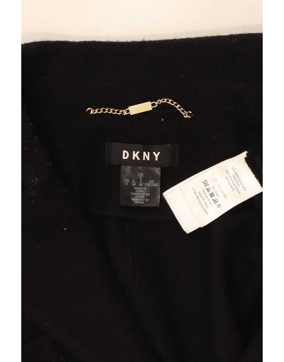 Dkny Womens Overcoat US 8 Medium Black Wool