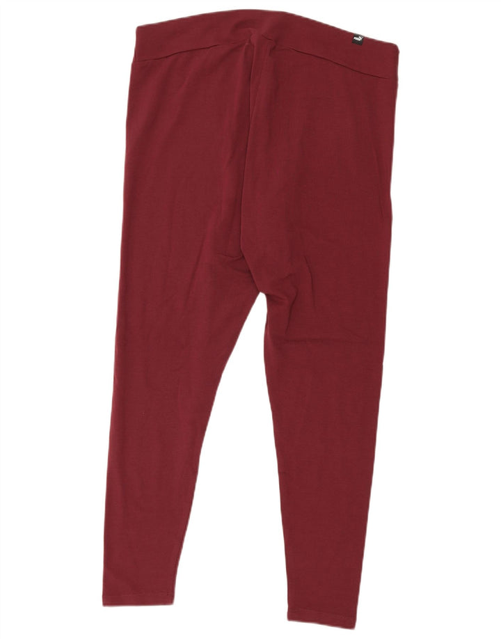 PUMA Womens Graphic Leggings UK 18 XL Burgundy Cotton