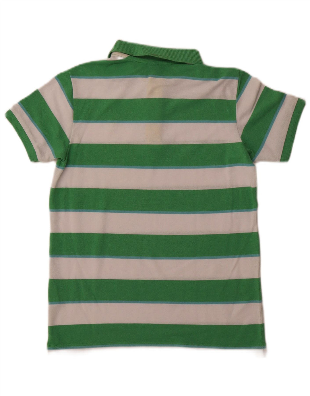 BENETTON Boys Polo Shirt 10-11 Years XL Green Striped Polyester