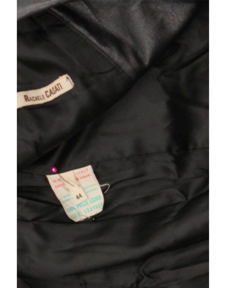 Vintage Womens Leather Coat IT 44 Medium Black