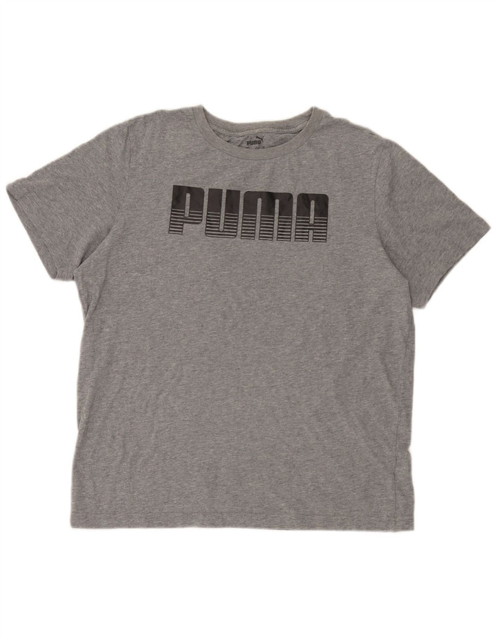 Puma Mens Graphic T-Shirt Top Medium Grey Flecked Cotton