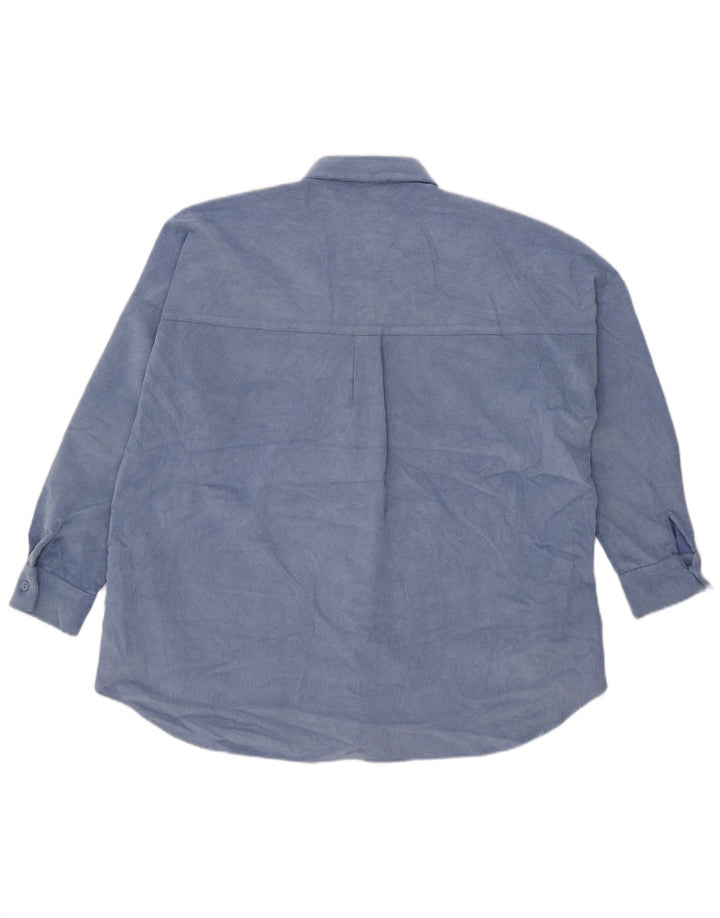 Zara Womens Oversized Corduroy Shirt UK 10 Small Blue Polyester