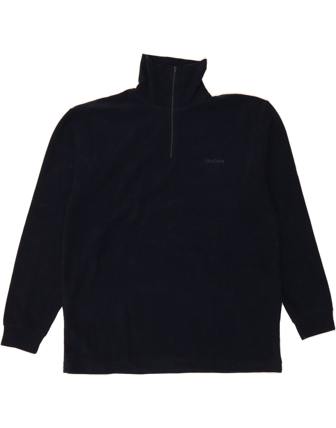 INVICTA Mens Zip Neck Fleece Jumper Large Navy Blue Polyester Vintage Invicta and Second-Hand Invicta from Messina Hembry 