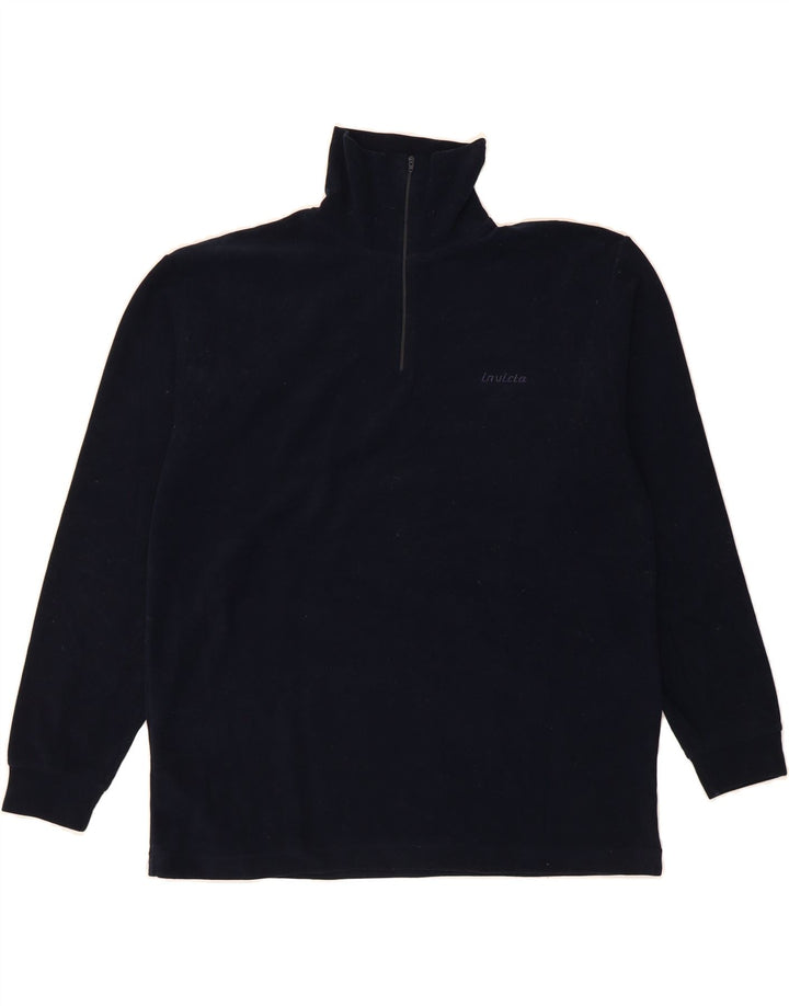 INVICTA Mens Zip Neck Fleece Jumper Large Navy Blue Polyester Vintage Invicta and Second-Hand Invicta from Messina Hembry 