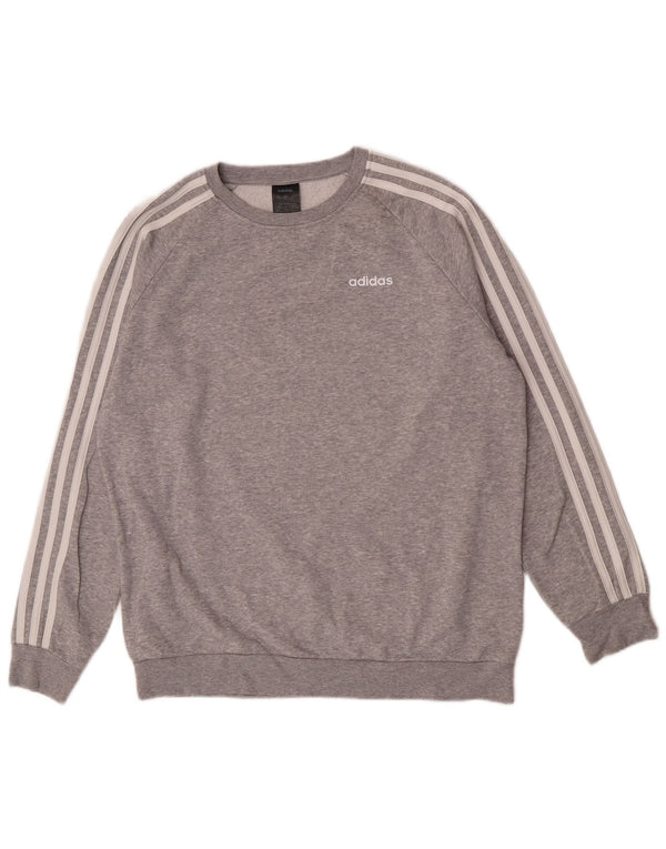Adidas Womens Oversized Sweatshirt Jumper UK 4/6 XS Grey Flecked Cotton