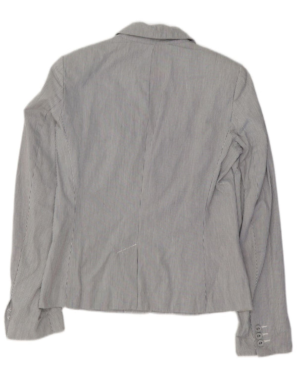 FRENCH CONNECTION Womens Blazer Jacket UK 10 Small  Blue Pinstripe