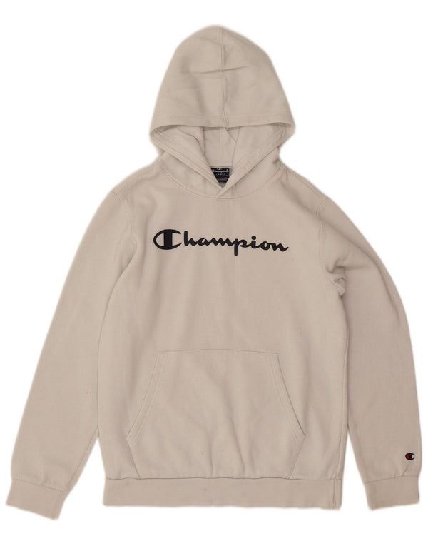 Champion Boys Graphic Hoodie Jumper 13-14 Years XL Off White Cotton