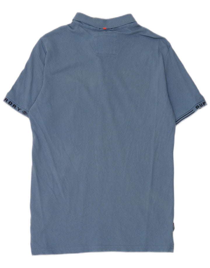 Superdry Mens Graphic Polo Shirt Medium Blue Cotton