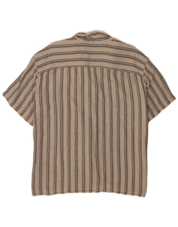 Jack & Jones Mens Short Sleeve Shirt XL Beige Striped Cotton