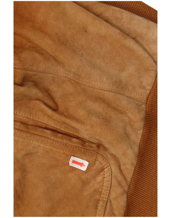 Vintage Mens Suede Bomber Jacket UK 42 XL Brown