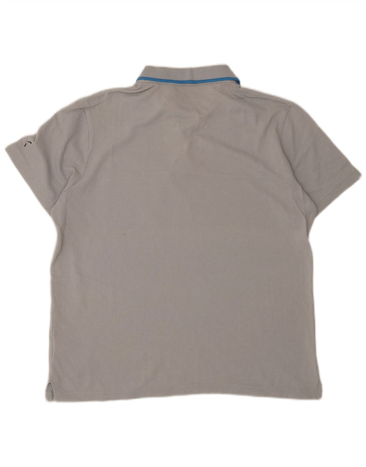 Puma Mens Polo Shirt Medium Grey Striped Cotton