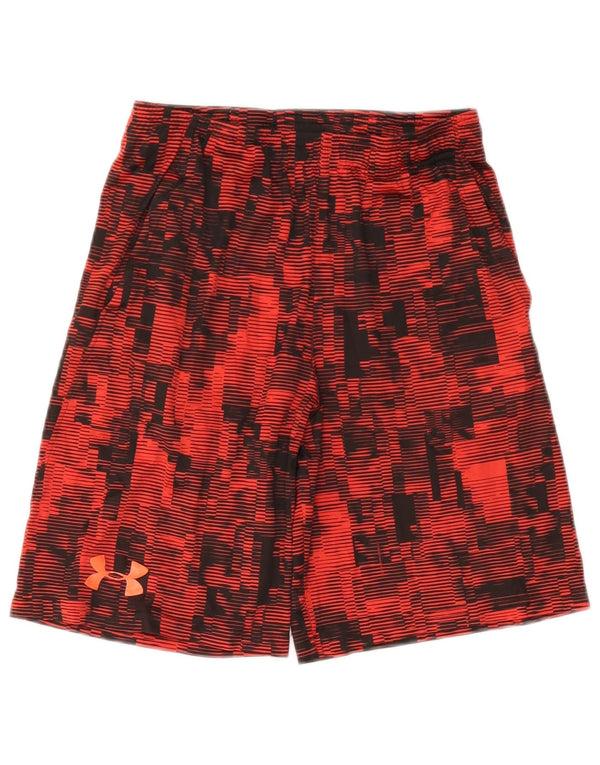 UNDER ARMOUR Boys Heat Gear Sport Shorts 13-14 Years XL Red Geometric