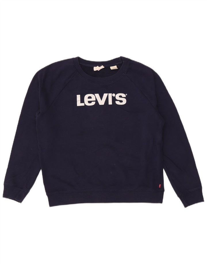 Levi's Womens Graphic Oversized Sweatshirt Jumper UK 10 Small Navy Blue