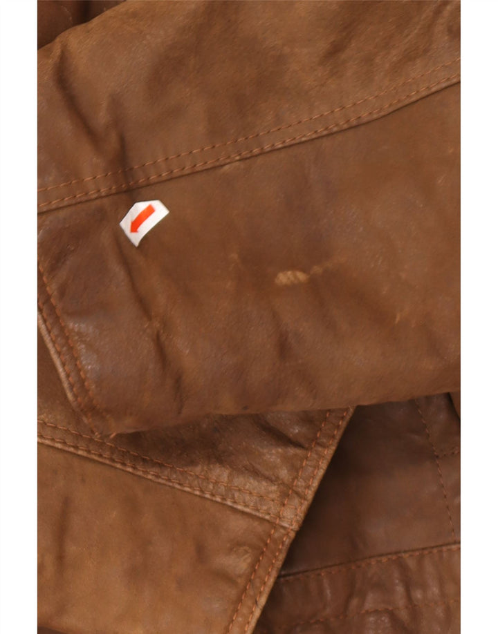 MAREN Mens Leather Jacket UK 36 Small Brown Suede
