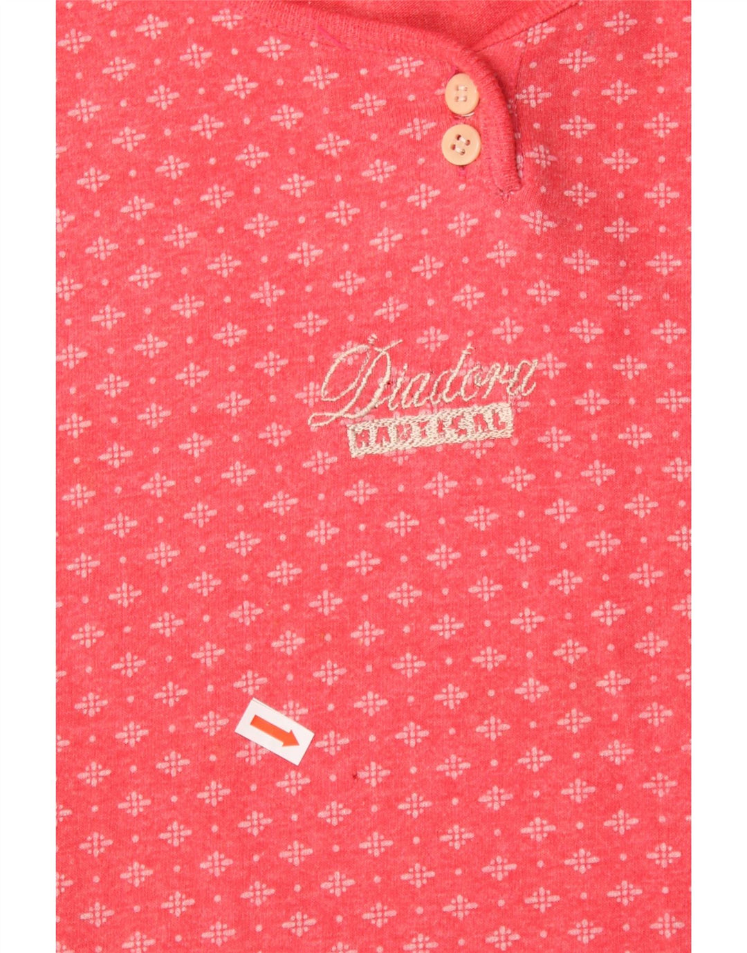 DIADORA Womens T-Shirt Top UK 14 Medium Pink Geometric Cotton