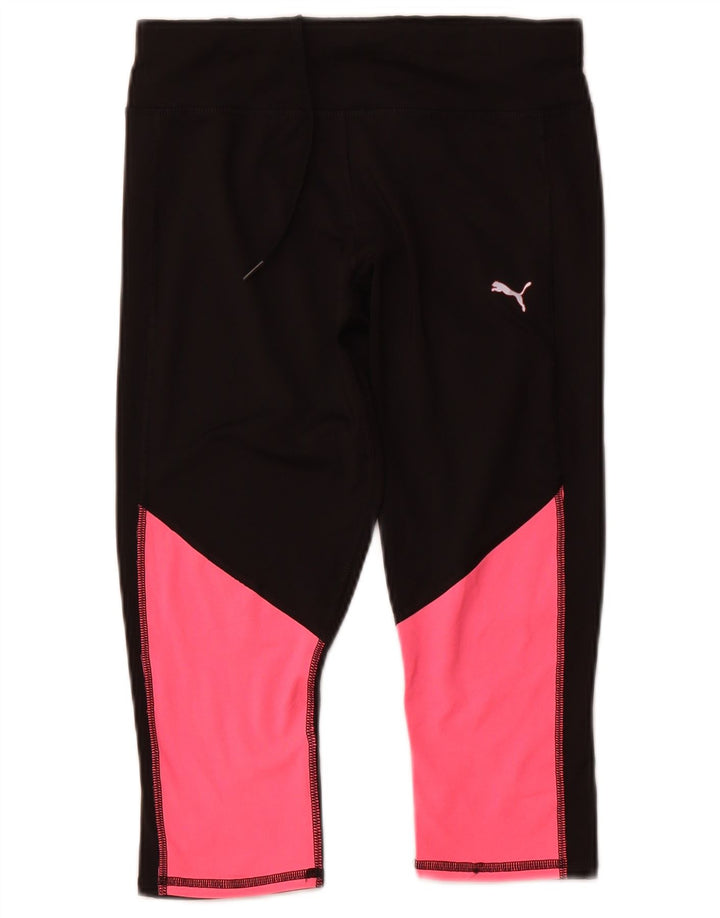 Puma Womens Capri Leggings UK 12 Medium  Black Colourblock Polyester