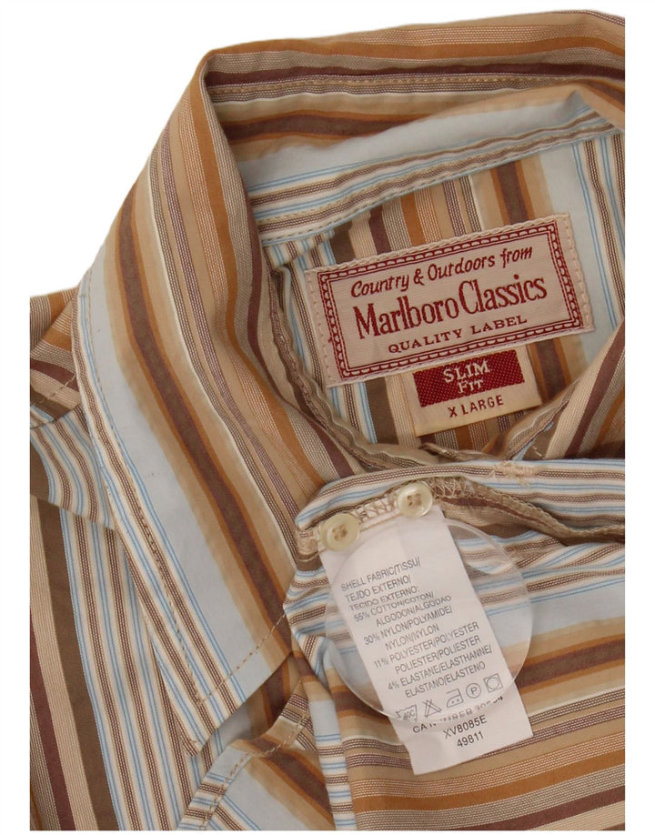 MARLBORO CLASSICS Womens Slim Fit Shirt UK 18 XL Multicoloured Striped