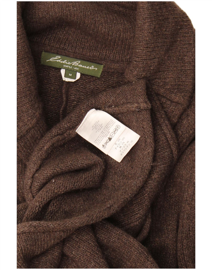 Eddie Bauer Womens Cardigan Sweater UK 12 Medium Brown Angora
