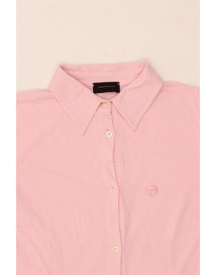SERGIO TACCHINI Womens 3/4 Sleeve Shirt UK 12 Medium Pink Vintage Sergio Tacchini and Second-Hand Sergio Tacchini from Messina Hembry 