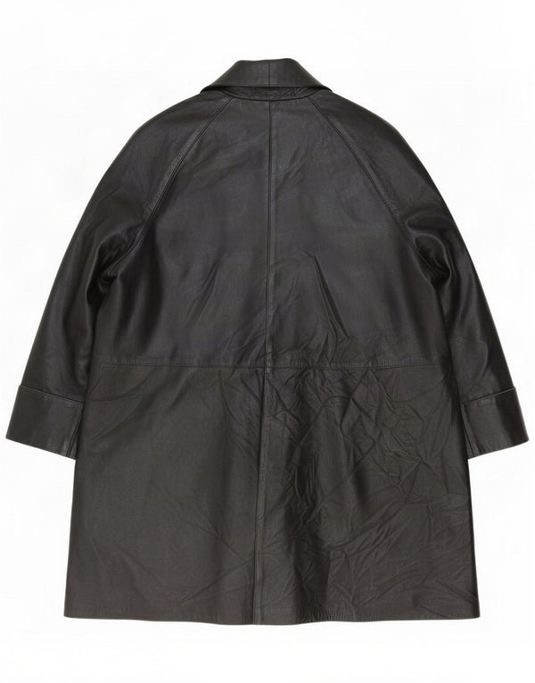 Vintage Womens Oversized Leather Coat IT 44 Medium Black