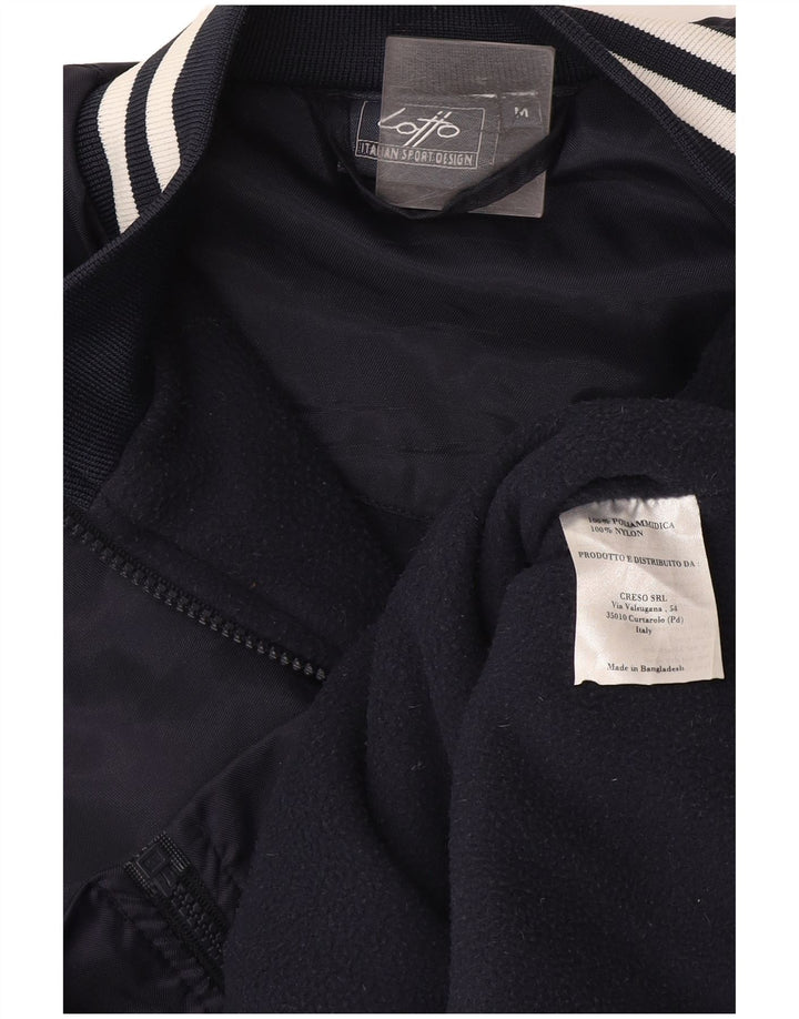 Lotto Mens Bomber Jacket UK 38 Medium Navy Blue Striped Polyamide