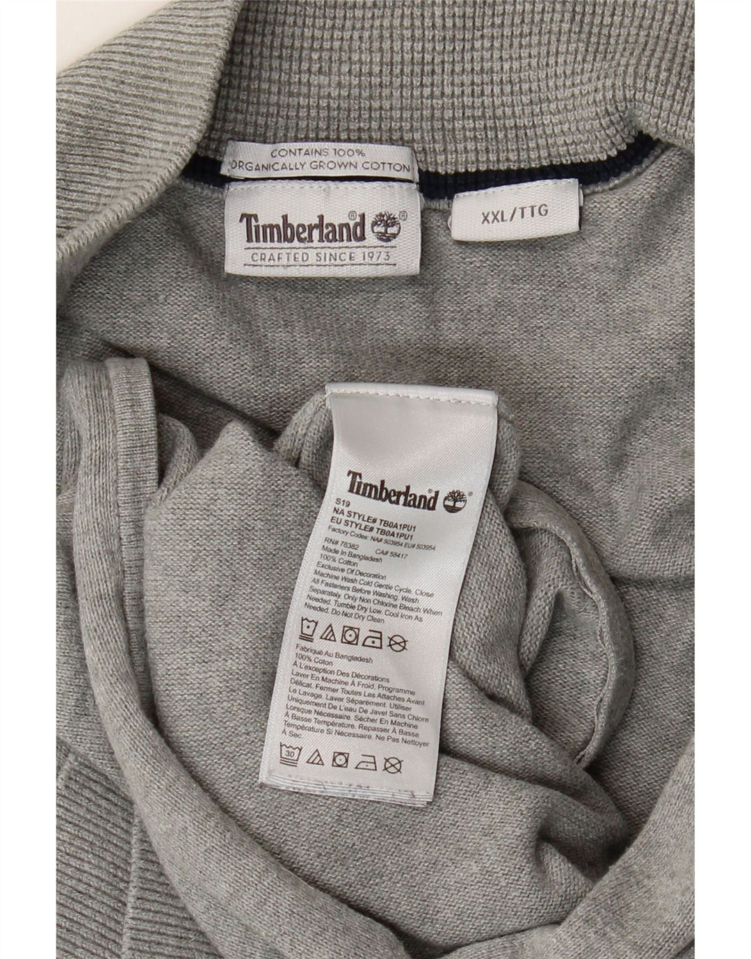 Timberland Mens Cardigan Sweater 2XL Grey Cotton