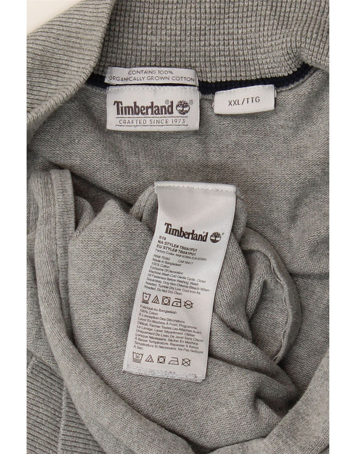 Timberland Mens Cardigan Sweater 2XL Grey Cotton