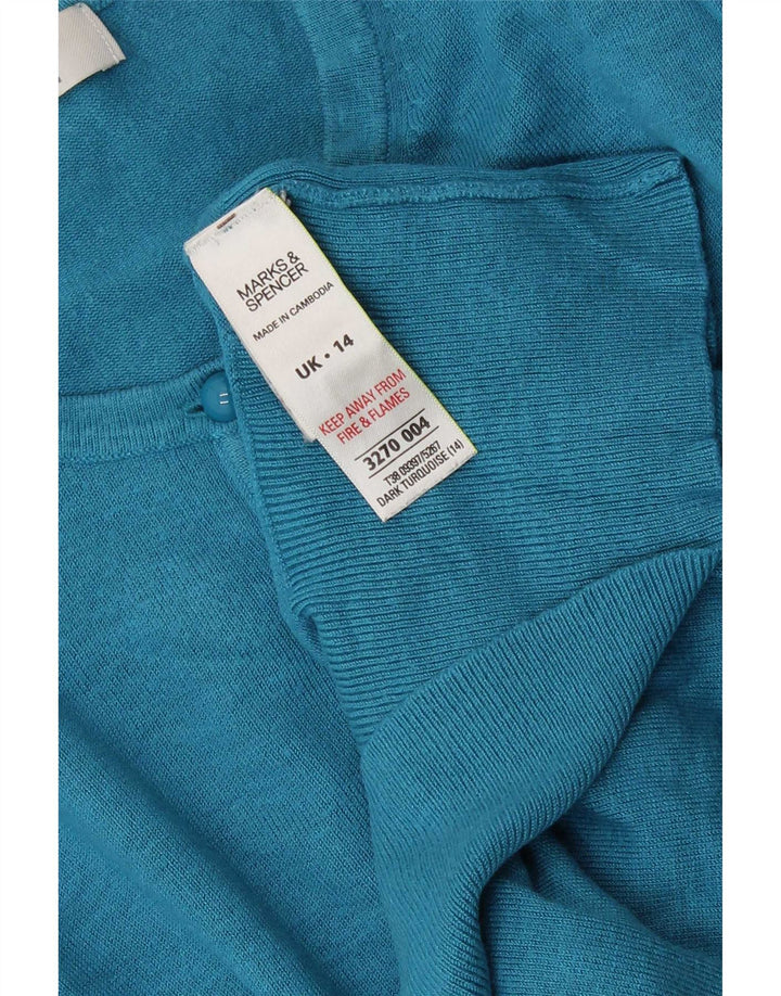 Marks & Spencer Womens Cardigan Sweater UK 14 Medium Turquoise Viscose