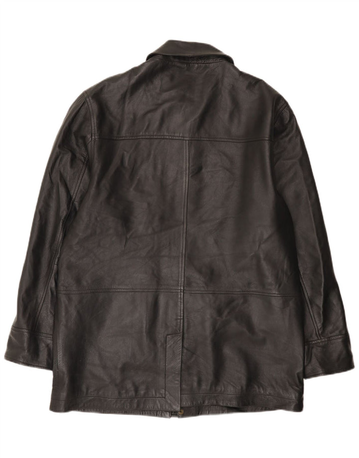 Marks & Spencer Mens Leather Jacket UK 38 Medium Black Leather