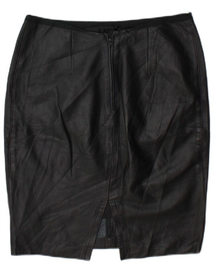 Vintage Womens Leather Skirt W30 Medium Black