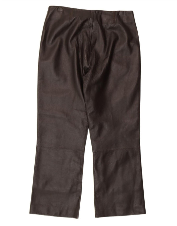 HELIUM Womens Bootcut Leather Trousers UK 12 Medium W30 L25 Black